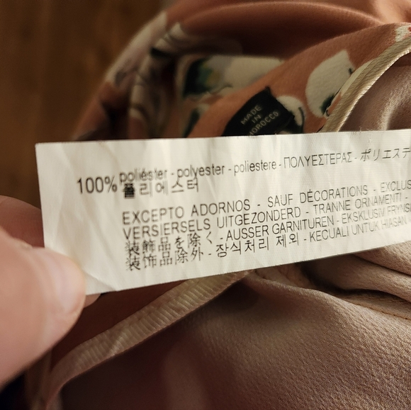 Zara Basic Collection Crop, Hi Rise Lounge Pants, Sz Lg Waist 16.5 Floral Rose - Picture 7 of 7